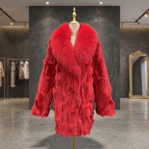 Veste d'hiver réversible imperméable pour homme avec col en vraie fourrure de renard, style personnalisé, longue veste bomber en fourrure de renard rouge - Product Image 3