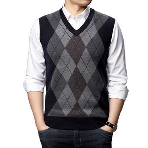 Nuevo estilo invierno rombo cuello en V hombres Cachemira <span class=keywords><strong>Chaleco</strong></span> de punto - Product Image 1