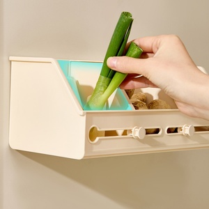 Wall-Mounted <b>Kitchen</b> Suction Cup Plastic Storage Basket <b>Small</b> Hanging <b>Shelf</b> for Organizing Ginger Garlic & Scallions - Product Image 2