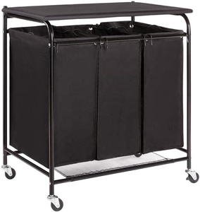 Venta al por mayor de algodón plegable 600D tela Oxford extraíble 3 bolsas <span class=keywords><strong>cesto</strong></span> de lavandería clasificador tabla de planchar cesta de lavandería con ruedas - Product Image 1