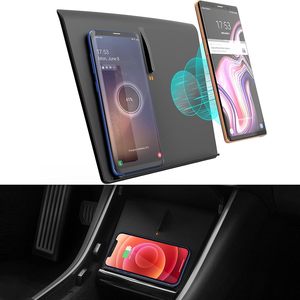 Caricatore Wireless Doppio da 10W in ABS per Telefono, Accessorio per Console Centrale Auto, Caricabatterie Wireless per <span class=keywords><strong>Tesla</strong></span> - Product Image 4