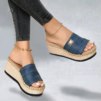 Spot Été 2025 Chaussures Femme Vente en Gros Usine Sandales Tendance Compensées Semelle Caoutchouc Claquettes et Mules pour Femme