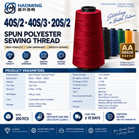 Fil à coudre en polyester filé 100 %, 40S/2, 40S/3, 20S/2, bobine de 100 g, haute ténacité, pour machine à coudre industrielle et confection de vêtements, vente en gros