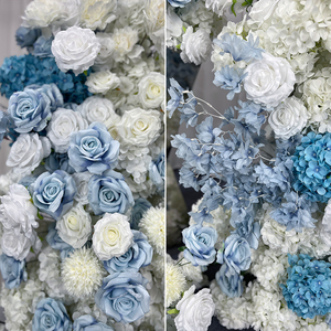Arco de Flores Artificiales de Seda con Degradado Azul y Blanco Realista, Decoración de Fondo Lujosa para Bodas y Regreso a Clases - Product Image 4