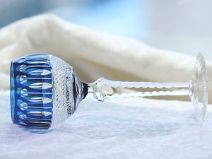 Tinta azul Edo Kiriko <span class=keywords><strong>cristal</strong></span> bohemio corte a mano hermoso patrón vino <span class=keywords><strong>copas</strong></span> de champán 230ml con caja de regalo - Product Image 5