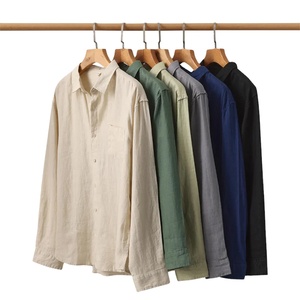 Camicie da <span class=keywords><strong>Uomo</strong></span> in <span class=keywords><strong>Lino</strong></span> a Maniche Lunghe, Camicie Personalizzate per <span class=keywords><strong>Uomo</strong></span>, Blusa Casual <span class=keywords><strong>Oversize</strong></span> in Cotone Biologico con Bottoni - Product Image 1