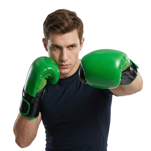 <b>Green</b> <b>Black</b> Boxing Gloves Leather Velcro Wrist Strap Breathable Martial Arts Training Gear for Adults - Product Image 6