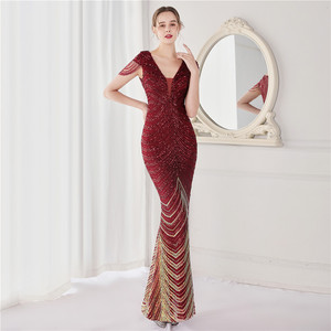 Abiti da damigella profonda scollo a v Sexy da donna formale sera sera per festa in serata abito da sirena taglie forti con paillettes da ballo per donna - Product Image 6