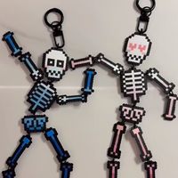 Porte-clés squelette Pixel pour couple de joueurs, amis, breloque de sac assortie, cadeau de fête d'Halloween, porte-clés à articulations mobiles