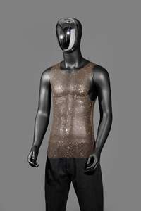 King Mcgreen Star Men Diamond Vest Mesh Sexy Shiny Tank Top Summer Fashion Party Ballroom Nightclub Top sin mangas Ropa nueva - Product Image 3