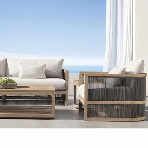 Estilo nórdico Muebles de teca al aire libre Patio Cuerda trenzada Sofá al aire libre <span class=keywords><strong>Villa</strong></span> Jardín Sofá de teca - Product Image 6
