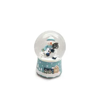 Pala azul de diseño único, muñeco de nieve, bola de nieve, resina, navidad