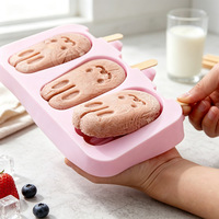 Moules à sucettes glacées en silicone motif dessin animé, bac à glaçons en silicone sans BPA, réutilisable, avec bâtonnets pour enfants, vente en gros