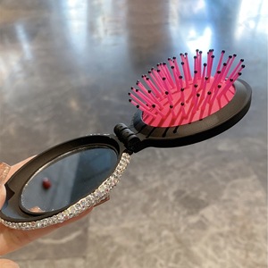 Multi purpose alta <span class=keywords><strong>estetica</strong></span> rotondo pettine pieghevole con diamante creativo intarsio portatile con specchio - Product Image 2