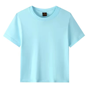 100% Cotton Summer <strong>T</strong>-<strong>Shirt</strong> For Boys Girls Custom Embroidered Logo Crewneck Pullover With Short Sleeve Candy Colors Solid Pattern - Product Image 2