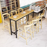 Ensemble de mobilier de restaurant moderne en bois massif pour café et restaurant, tabourets de bar et table haute