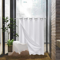 Rideau de douche sans crochets en tissu gaufré TPU laminé 256 GSM, doublure en tissu robuste, blanc, imperméable et lavable