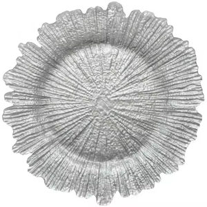 Wholesale Wedding Decorations <b>Charger</b> <b>Plates</b> Luxury <b>Gold</b> Reef Glass <b>Charger</b> <b>Plates</b> Dinnerware Sets for Wedding - Product Image 6