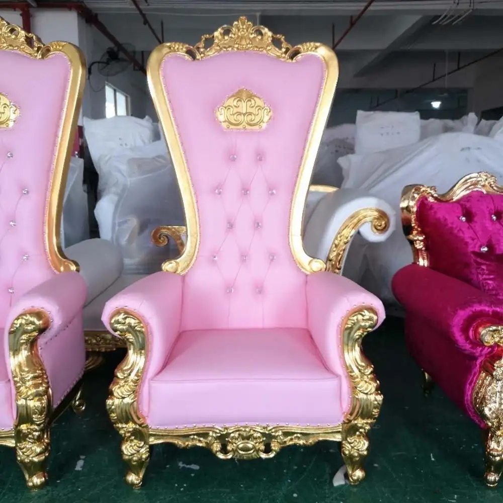 Роскошный Королевский недорогой престольный стул, розовый свадебный стул для невесты и жениха