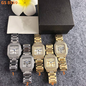 Elegante <span class=keywords><strong>Reloj</strong></span> Deportivo Versátil para Hombre Guesses, <span class=keywords><strong>Reloj</strong></span> de Negocios con Esfera Cuadrada Completamente Adornada con Diamantes - Product Image 6