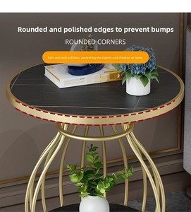 Tavolino da Caffè Moderno <span class=keywords><strong>Rotondo</strong></span> in <span class=keywords><strong>Finto</strong></span> <span class=keywords><strong>Marmo</strong></span> Bianco e Oro con Spazio di Archiviazione per Soggiorno e Camera da Letto - Product Image 5
