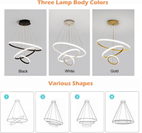 Vente Chaude Lustre Anneau Suspendu LED en Acrylique Décoratif Style Moderne pour Villa et Maison