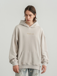 Sweat à capuche pour homme de luxe, 100% coton épais, coupe oversize, avec broderie personnalisée, motif uni, respirant, doublé, 350g, collection automne - Product Image 3