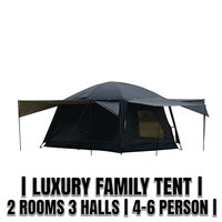 Tente de camping pliable portable 4 saisons pour usage familial, double couche, 2 chambres, 3 salles, en tissu Oxford imperméable 2000-3000mm
