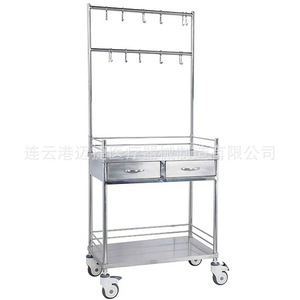 Chariot médical d'infusion Su Maijie en acier inoxydable avec double tiroir de rangement, chariot d'hôpital - Product Image 1