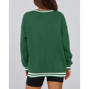 เสื้อสเวตเชิ้ตโอเวอร์ไซส์สำหรับผู้หญิง แขนยาว คอวี ถักนิตติ้ง สไตล์พรีปปี้ ลำลอง ใส่ได้ในฤดูใบไม้ผลิ - Product Image 5