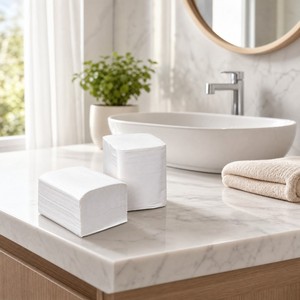 Rouleau de papier toilette doux en pâte de bois vierge, blanc, en forme de cube, paquet - Product Image 2