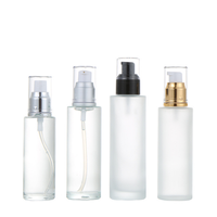 Meistverkaufte Luxuriöse Mattierte Klare Zylinder-Glasflasche 20ml-120ml für Kosmetik mit Lotion-Sprühpumpenverschluss 100 Stück
