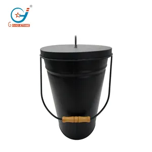 Fireplace Accessories Matt Black Metal Coal Holder Iron Ash Bucket With Handle Coal Hod