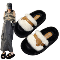 Intérieur confortable pour femmes pour pantoufles Boucle Accent Furry Flat Slides Featuring