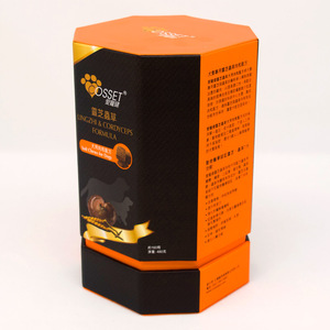 Boîte en carton hexagonale personnalisée avec couvercle, imprimée orange et noire, de qualité alimentaire, pour emballage de friandises pour animaux de compagnie - Product Image 5