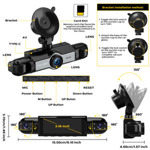 Cámara para Coche Podofo con Cuatro Lentes 1080P, Cámaras Delanteras/Traseras/Izquierdas/Derechas de 3.16'', Grabador DVR, Grabación en Bucle, Visión Nocturna, Fábrica ODM - Product Image 6