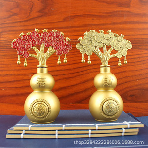 Dingtong Ornamento Rotante a Forma di Zucca per l'Attrazione della Ricchezza e del Tesoro, Albero delle <span class=keywords><strong>Cento</strong></span> Benedizioni, da Scrivania, per Ingresso Ufficio in Metallo - Product Image 2