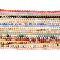 Manik-manik Kristal Alami Bulat 4mm, Manik-manik Batu Permata Campuran Semi-jadi untuk Pembuatan Perhiasan Gelang Kalung DIY