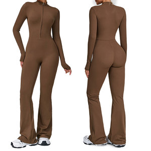 Costume da bagno elastico da <span class=keywords><strong>donna</strong></span> con logo personalizzato. Pantaloni lunghi attillati a cerniera stile sportivo. - Product Image 1