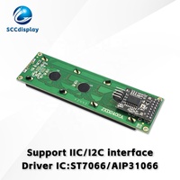 SCCdisplay Russische Zeichen JXD2402A-IIC COB STN Gelb Positiv 24x2 Zeichen LCD-Modul I2C Hohe Helligkeit LED-Hintergrundbeleuchtung