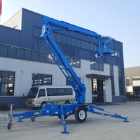 Plate-forme de travail aérienne remorquable montée sur remorque avec nacelle élévatrice articulée à flèche automotrice à rotation de 360 degrés