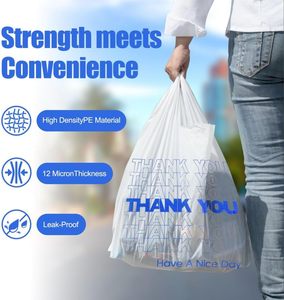 Bolsas de plástico tipo camiseta para compras, reutilizables y desechables para restaurantes, tiendas de conveniencia, alimentos y supermercados - Product Image 5