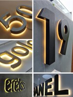 Lettres lumineuses plates miniatures en acier inoxydable, enseignes de devanture de magasin, enseignes murales personnalisées, signalétique publicitaire, JY-004, texte alphanumérique, IP65