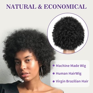 FH Machine Made Afro Short Curly <b>Wigs</b> 100% Raw Virgin Hair Remy Brazilian Virgin <b>Human</b> Hair - Product Image 5