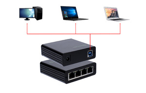 Lekuo IO-U3TO4GLAN USB3.0 to Quad Gigabit Ethernet <b>Adapter</b> RTL8153 Chipset 10/100/1000Mbps Multiport <b>LAN</b> Card Quad Port USB Ethe - Product Image 6