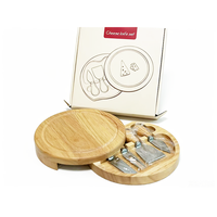 Ensemble de planches à découper rondes en bois d'acacia, design rotatif de Noël, couteau et fourchette inclus, pack combiné pizza/fromage/pain/fruits