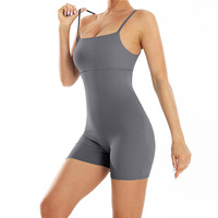 Combinaison de yoga une pièce sans couture pour femme, avec logo personnalisé, effet galbant et rehausseur de fessiers, bretelles spaghetti, idéale pour le sport