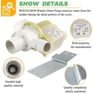 Bomba de Desagüe Eléctrica para Lavadora WH23X10030, 45L/Min, 120V, 85W, Pieza de Repuesto Duradera de Plástico para Electrodomésticos de Lavandería - Product Image 2
