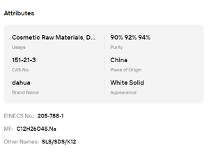 Sulfate de lauryl sodique (SLS) K12 de haute pureté 92% pour shampooing, gel douche, nettoyage, industrie chimique quotidienne - Product Image 6