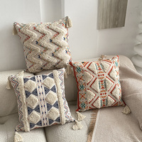 Bohemian Ethno-Stil Getufteter Kissenbezug Quadratisches Gewebtes Kissen für Heimdekoration B&B Sofa Rückenlehne Schlafzimmer Nachttisch